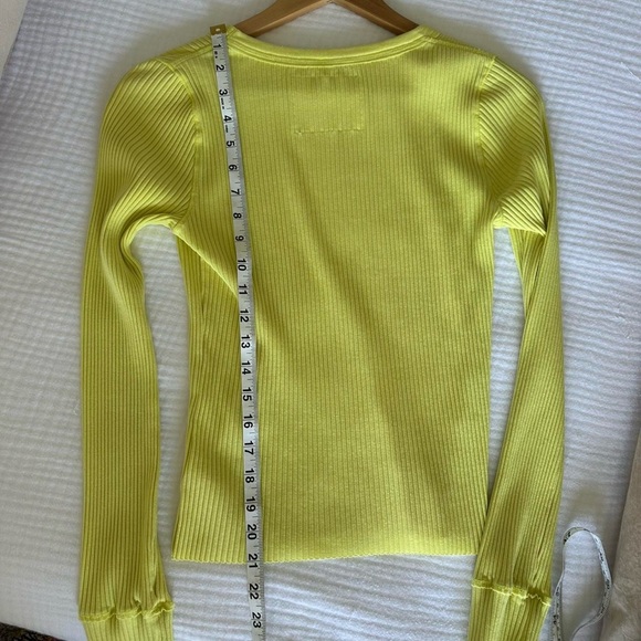 Aerie Fireside Long Sleeve Ribbed Super Soft Stretch Crewneck Green Thermal, S - Picture 7 of 8